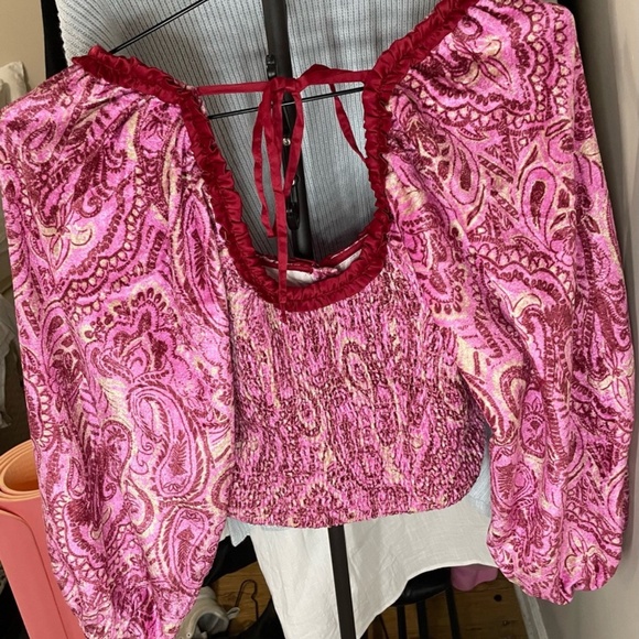 Free People Dare Me Velvet Print Blouse in Retro Combo in various NWT - Picture 8 of 10